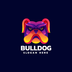 Vector Logo Illustration Bulldog Gradient Colorful Style.