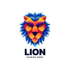 Vector Logo Illustration Best Lion Gradient Colorful Style.