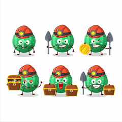 miners green gummy candy F cute mascot character wearing helmet