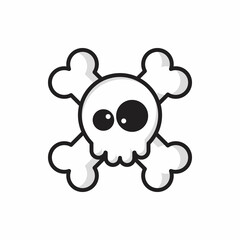cute skull vector illustration with bones.