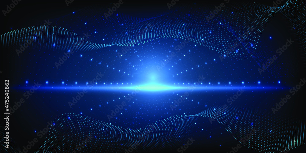 Poster vector illustrations of horizontal digital space futuristic digital technology concepts.