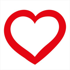 Outline vector illustration of One beautiful bright red heart isolated on a white background