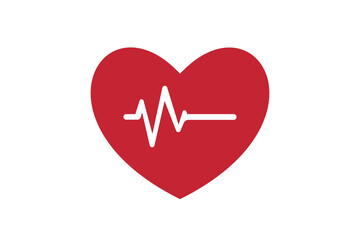 Heart with a heart beat icon on white background for website, application, printing, document, poster design, etc. vector EPS10