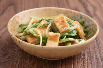 水菜と油揚げの味噌和え