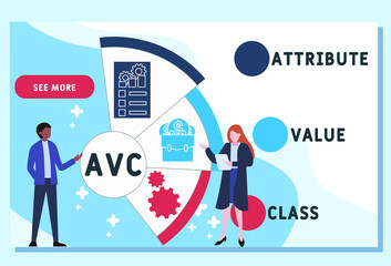 AVC - Attribute Value Class acronym. business concept background.  vector illustration concept with keywords and icons. lettering illustration with icons for web banner, flyer, landing