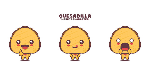vector Quesadilla cartoon mascot, mexican food illustration, with different expressions