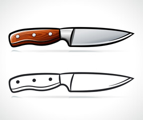 knife illustration color and black