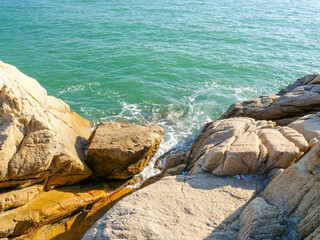 Seaside rock island reef waves