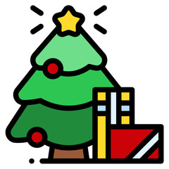 christmas tree filled outline icon