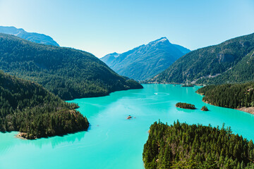 Ross Lake Reservoir in the North Cascades in National Park, Washington