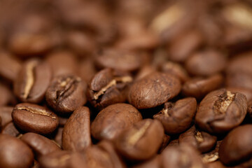 Toasted coffee flakes macro close up
