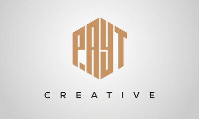 creative polygon PAYT letters logo design, vector template