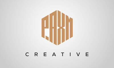 creative polygon PAXM letters logo design, vector template