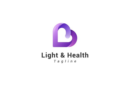 Letter L creative 3d love shape healthy pink colour logo 