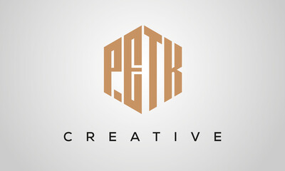 creative polygon PETK letters logo design, vector template