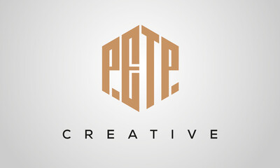 creative polygon PETP letters logo design, vector template