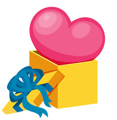 Opened gift box with a pink heart
