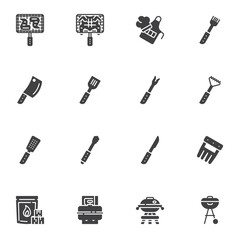 BBQ tool vector icons set