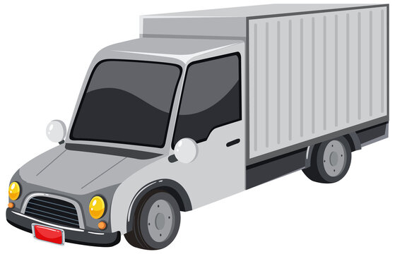 Grey delivery truck with shipping container