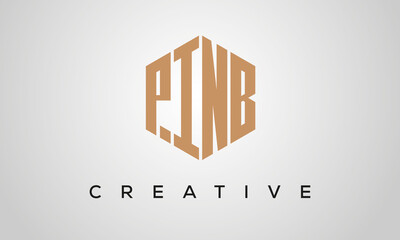 creative polygon PINB letters logo design, vector template