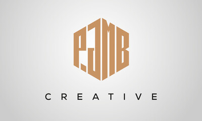 creative polygon PJMB letters logo design, vector template
