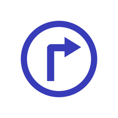 Road sign very peri turn right vector icon