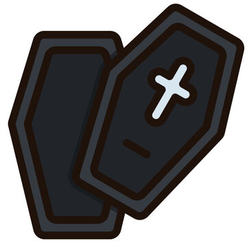 Coffin Filled Outline Icon