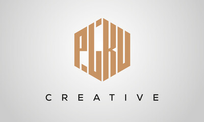 creative polygon PLKU letters logo design, vector template