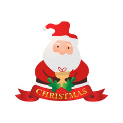 Illustration santa claus and christmas ribbon design