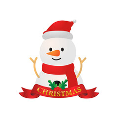 Illustration snowman and christmas ribbon design