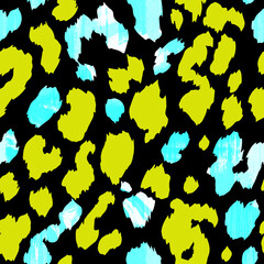 Abstract Seamless Leopard Animal Dots Stylish Trendy Fashion Shiny Colors Brush Textured Parts Perfect for Allover Fabric Print or Wrapping Paper