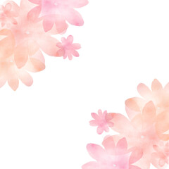水彩のお花のデコレーション　ピンク