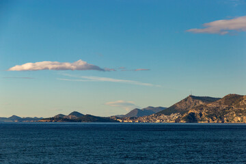 Blue sky over mountains on adriatic coast