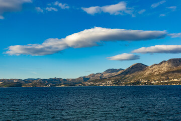 Blue sky over mountains on adriatic coast