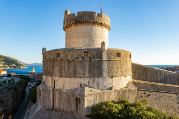 Old city walls with sight on Minceta Tower in Dubrovnik, Croatia