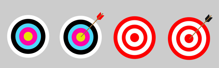 Archery target with arrow. Vector illustration.