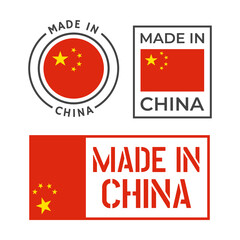 made in China icon set, Chinese product labels