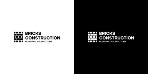 Brick and modern construction company logo design.