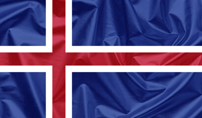 Iceland waving flag background.