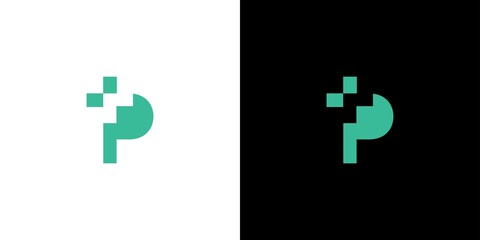 Simple and modern letter P combination health logo design