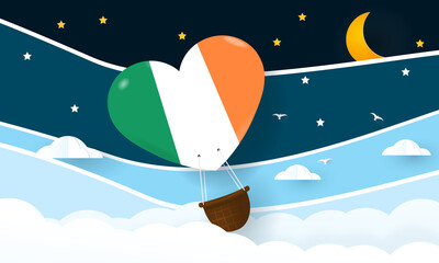 Heart air balloon with Flag of Ireland for independence day or something similar
