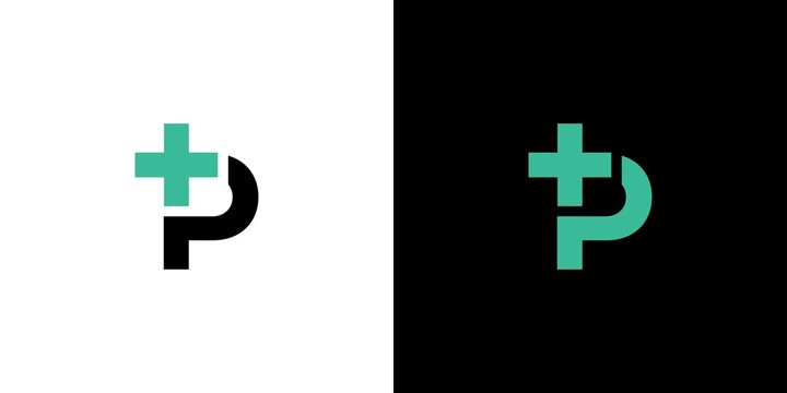 Simple and modern letter P combination health logo design.