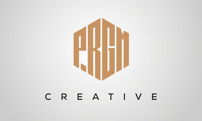 creative polygon PRGM letters logo design, vector template