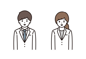 薬剤師 医師 男性 女性 白衣 笑顔