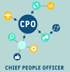 CPO - Chief People Officer acronym. business concept background.  vector illustration concept with keywords and icons. lettering illustration with icons for web banner, flyer, landing