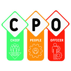 CPO - Chief People Officer acronym. business concept background.  vector illustration concept with keywords and icons. lettering illustration with icons for web banner, flyer, landing