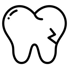 broken tooth outline icon