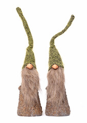 Two funny Christmas gnomes isolated