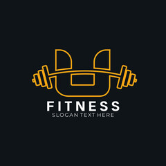 Letter U barbell logo, letter U with barbell logo in trendy flat style, fitness logo