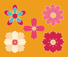 Obraz premium colorful flowers icon set